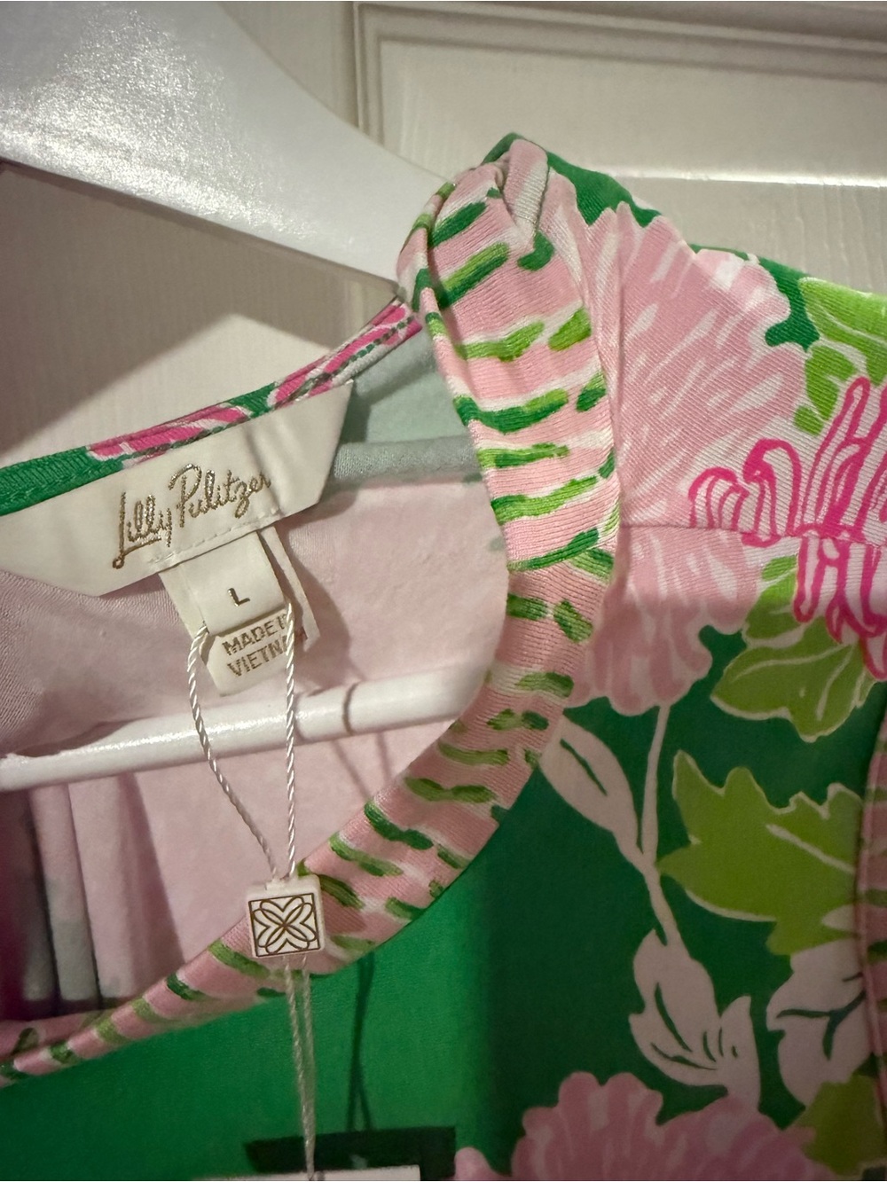 Brand New w/ Tags! Lilly Pulitzer Wellington Maxi Dress! Pink & Green Large! - Picture 6 of 7